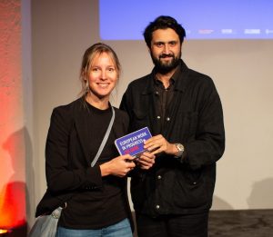 Photo: director Elmar Imanov and producer Eva Blondiau (Color of May, Producer on the Move 2019) from the film "End of Season", the main award winner of EWIP 2018